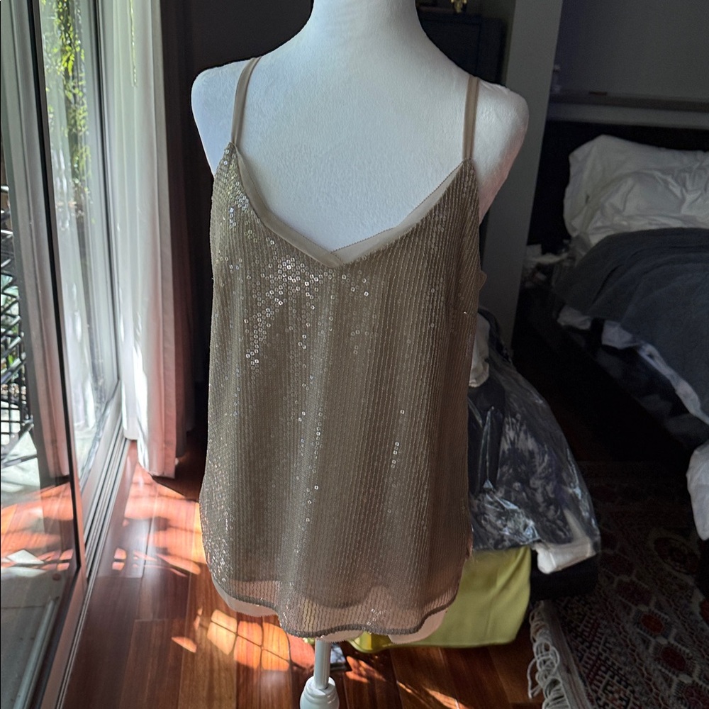 White House Black Market Gold Sequin Camisole